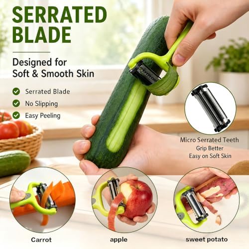 Vegetable Peeler Set, 2PCS Y & I Peeler for Kitchen, 4-in-1