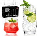 Drinking Glasses Set,4 Tall Glasses 18oz & 4 Stemless Rocks Glasses