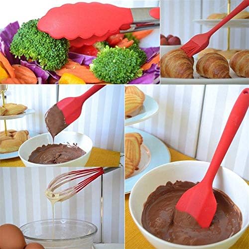 EastDeals Silicone Kitchen Utensils Set, 10 Piece, Red
