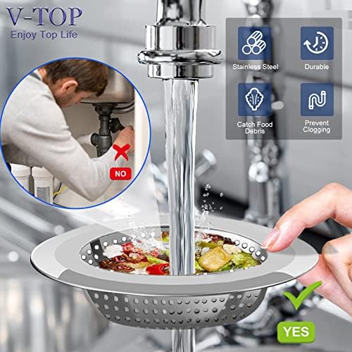 Kitchen Sink Drain Strainer, 4 Pack Stainless Steel and Black Mesh