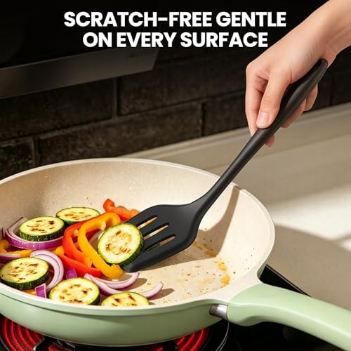 5PCS Silicone Kitchen Utensils Set, Non Stick Cooking Tools, Black