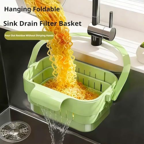 Foldable Hanging Sink Drain Basket Stretchable Kitchen Colander with