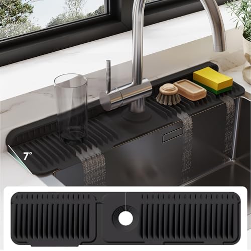 24 Inch Silicone Faucet Mat for Kitchen Sink Splash Guard Behind
