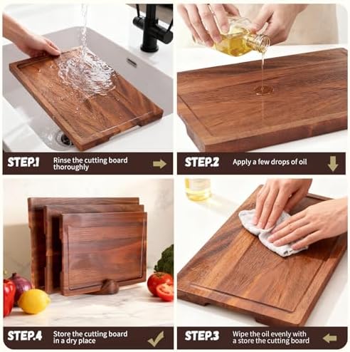 Walnut Cutting Board Set of 3 Handmade Wooden Chopping Boards with