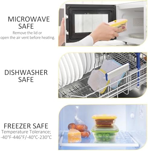Set of 4 Collapsible Full Silicone Food Storage Containers with Lids