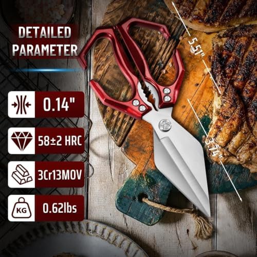 Dream Reach Heavy Duty Poultry Shears for Food with Red Ergonomic