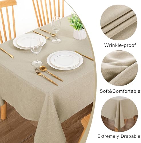 DWCN Rectangle Faux Linen Tablecloth, Table Cover, 60 x 102 Inch