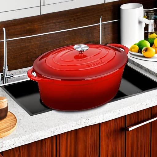 Velaze 7.5 QT Enameled Oval Dutch Oven Pot - Image 5