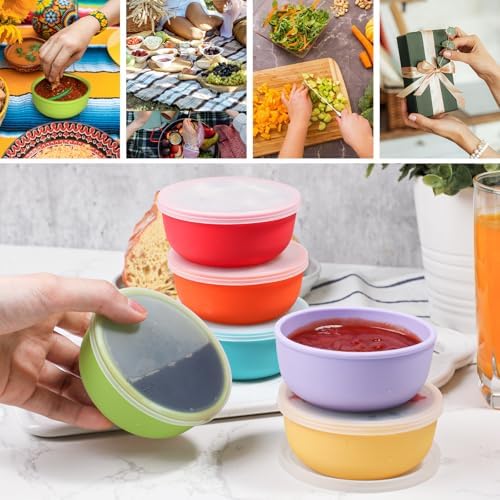 Webake 3.5" Silicone Pinch Bowls for Cooking Prep, 4oz Small Dipping