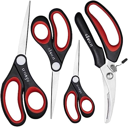 LIVINGO 4-Pack Multipurpose Shears, Heavy Duty Scissors for Home &