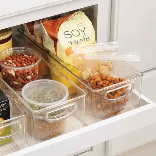 iDesign Plastic Stackable Pantry Bin with Handles, Set of 2, Clear