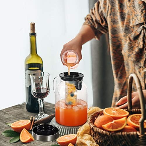 Glass Water Pitcher, Fruit Infuser Pitcher with Removable Lid, High
