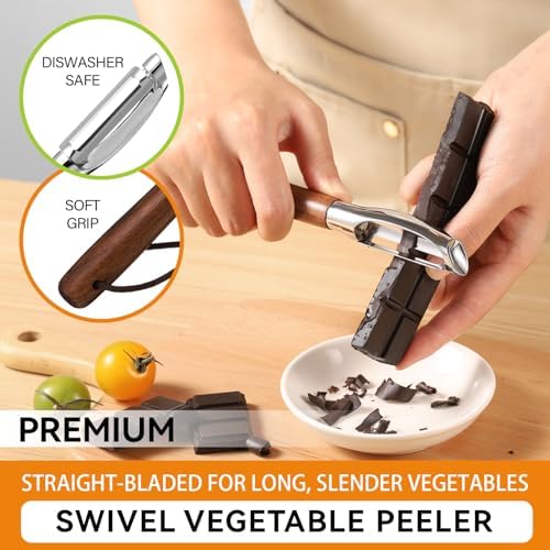 Vegetable Peeler Set, 2-Pack, Walnut Wood Handles, Straight & Y