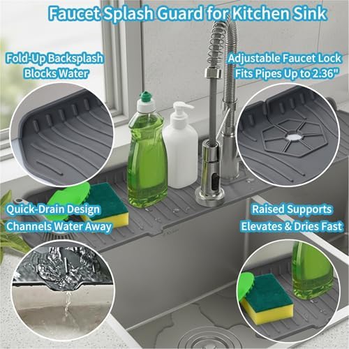 Silicone Faucet Handle Drip Catcher Drying Tray Mat Dish Soap Sponge