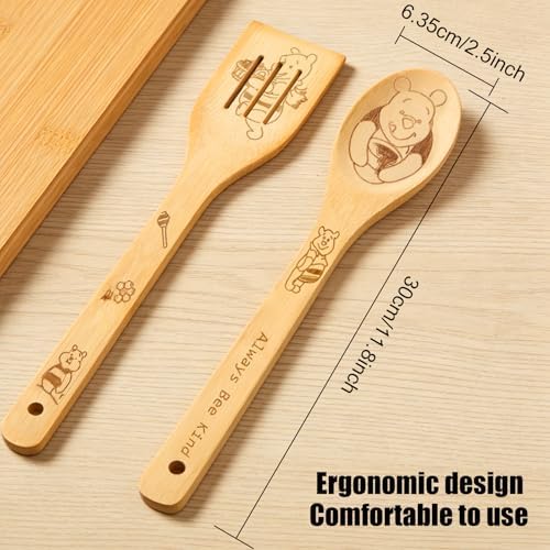 Winie Wooden Spoons for Cooking Set of 5, Pook Baking Kitchen