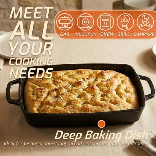 2-in-1 Cast Iron Dutch Oven with Lid, 6.5QT