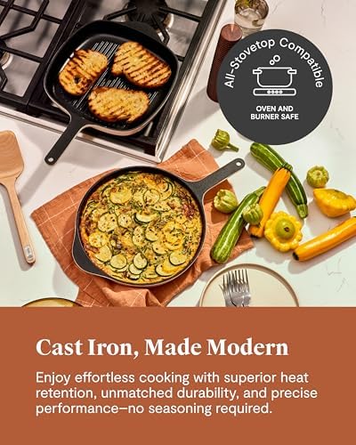 Caraway 10.5" Cast Iron Skillet and Grill Pan Duo