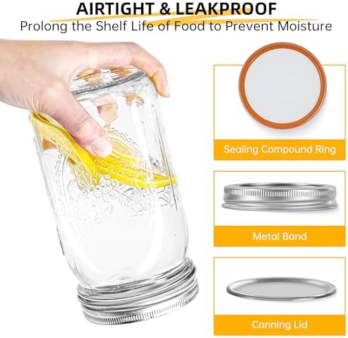Miuyhji 4-Pack 32 oz Wide Mouth Glass Mason Jars with Lids