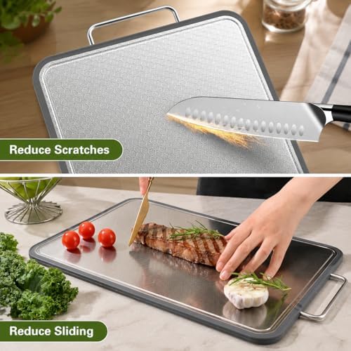 304 Stainless Steel Cutting Board 16''×11'' – Double-Sided Kitchen