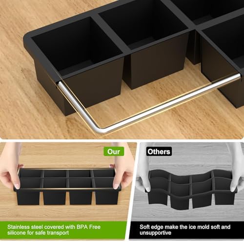 Samuelworld Large Silicone Ice Cube Tray Molds, 2-Pack, Big 2 Inch