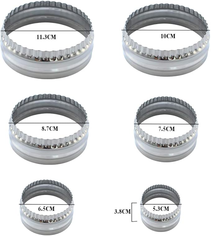 Fluted Cookie Cutters- Round Biscuit Cutters Set of 6 Pieces, Double Sided - Image 2