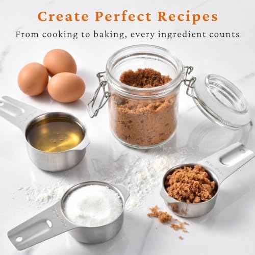 35PCS Stainless Steel Measuring Cups and Spoons Set, 7 Nesting Measuring Cups, Round & Rectangular Spoons with Clear Engraved Markings, 2-Pack Mini Spoon Sets with Leveler for Precise Cooking & Baking
