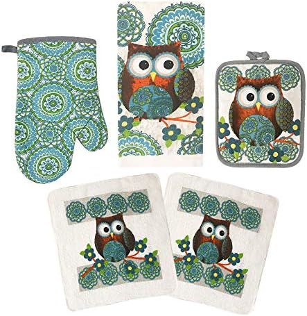 American Linen 5-Piece Kitchen Linen Set with Oven Mitt & Pot Holder
