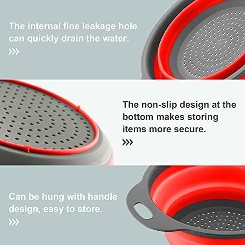 Collapsible Colander Set of 2 Round Silicone Kitchen Strainer Set - 1