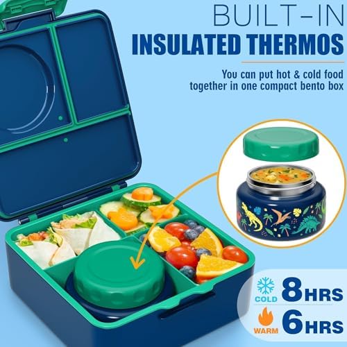 Fimibuke 60oz Leakproof Bento Lunch Box with 8.5oz Thermo