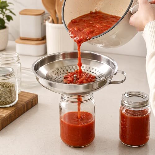 2-Piece Set Canning Funnel Set, Stainless Steel Wide Mouth with