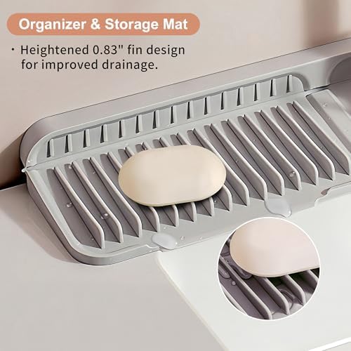 23.6 inch Silicone Faucet Mat for Kitchen Sink - 6° Slope & Fasten