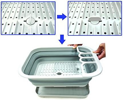 SAMMART Collapsible Dish Drainer with Drainer Board - Foldable Drying