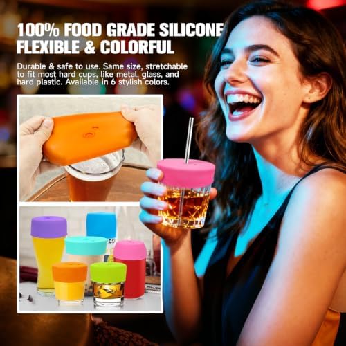 Reusable Drink Protection Cover, 100% Silicone, 6 Colors