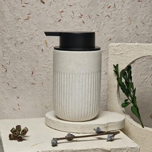 White Ceramic Foaming Soap Dispenser for Bathroom Countertop 13oz