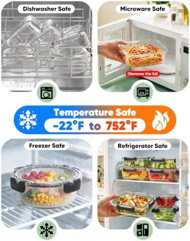 BiuLeon 40 PCS Glass Food Storage Containers with Lids