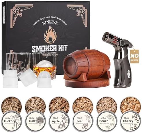 Whiskey Smoker Kit with Torch - No Butane, 6 Flavors Wood Chips, 2