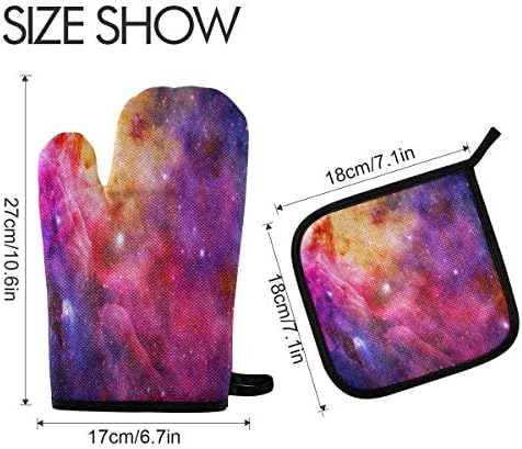 QMXO Galaxy Nebula Space Star Oven Mitts Quilted Cotton Lining