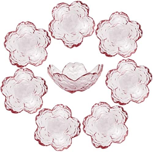 8 Pcs Glass Sakura Soy Sauce Dishes, Cute Mini Dessert Bowls