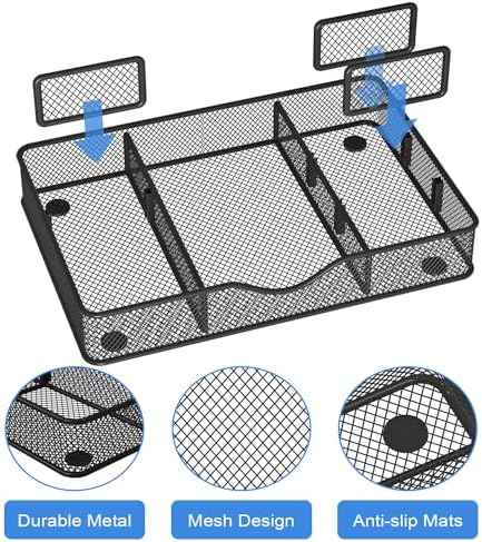 VyGrow Desk Drawer Organizer, Metal Mesh Drawer Organizer Tray with 6