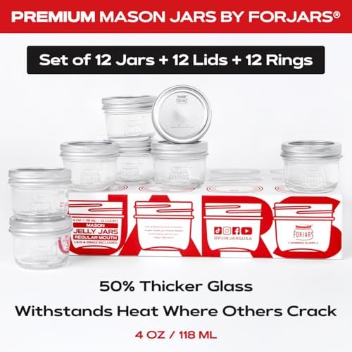 FORJARS® 4oz Mason Jars with Lids, 12-Pack