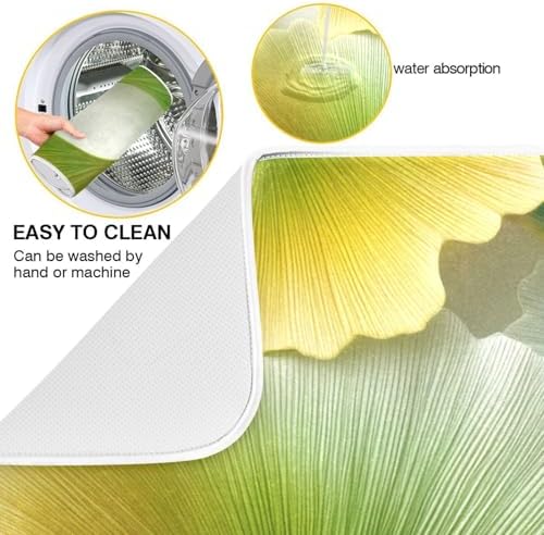 OTVEE Metallic Leaf Art Dish Drying Mat for Kitchen Counter Absorbent