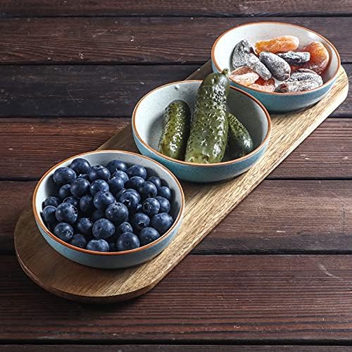 Artena 6oz Turquoise Solid Ceramic Chips and Dip Serving Platter with