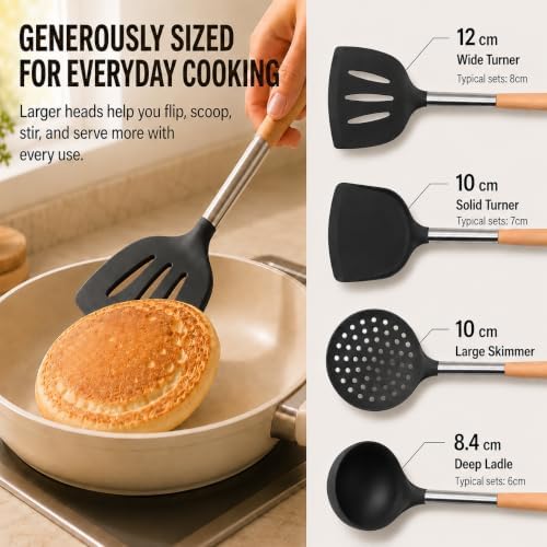 Silicone Kitchen Utensils Set, 9 Pcs Full-Size Non-Toxic Cooking