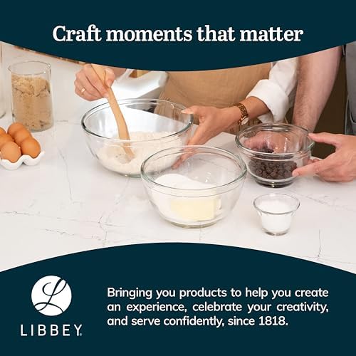 Libbey Baker's Basics 4 Piece Glass Mixing Bowl Set with Plastic Lids