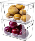 2 Pack Stackable Storage Bins with Open Front, Clear