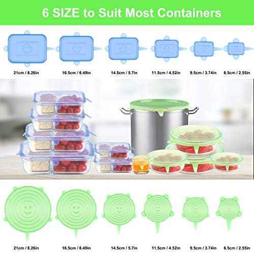 Silicone Stretch Lids, 12 Pack, 6 Sizes Reusable Bowl Covers