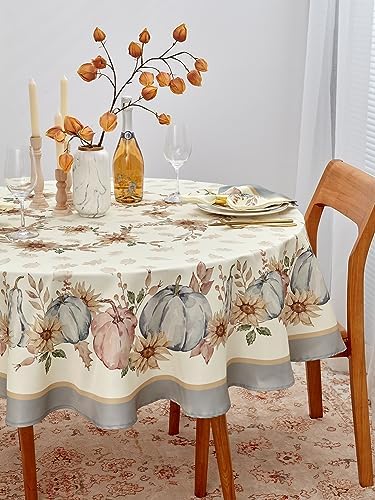 YiHomer Blue Pumpkin Bordered Thanksgiving Tabletop, Stonewashed Fall