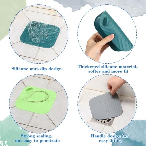 Yinkin 4 Pcs Shower Drain Cover Silicone Tub Stopper Floor Drain Cover