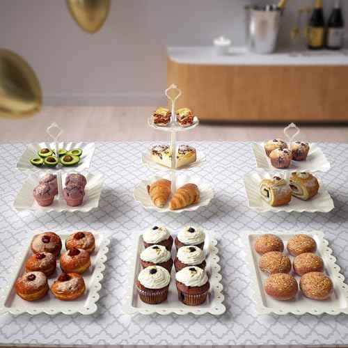 10 Pack Cake Stand Set with 3 x Two-Tier and 3 x Three-Tier Cupcake