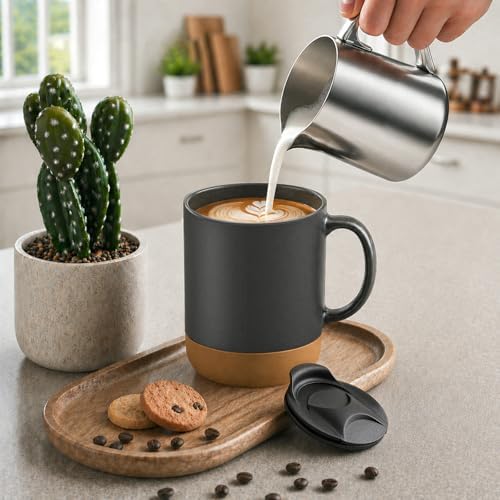 DOWAN Coffee Mugs, 15 oz Upgraded Coffee Mug with Silicone Bottom